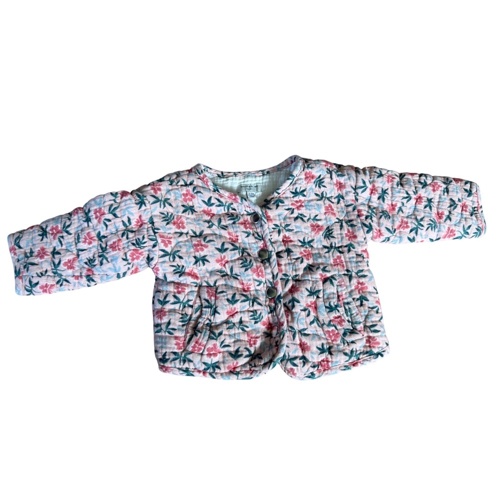 Maison Me Baby pink floral print cotton infant jacket